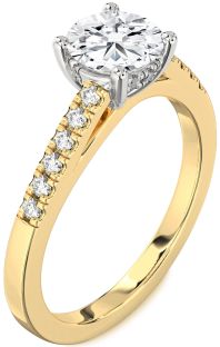 Diamond White Yellow Gold Round Solitaire Engagement Ring