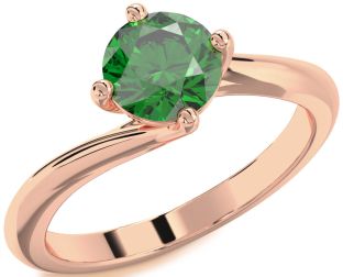 Emerald Rose Gold Round Solitaire Engagement Ring