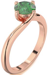 Emerald Rose Gold Round Solitaire Engagement Ring