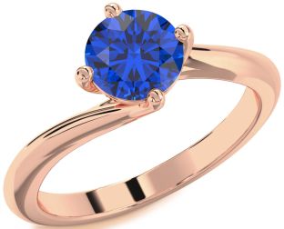 Blue Sapphire Rose Gold Round Solitaire Engagement Ring