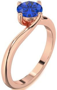 Blue Sapphire Rose Gold Round Solitaire Engagement Ring