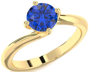 Blue Sapphire Gold Round Solitaire Engagement Ring