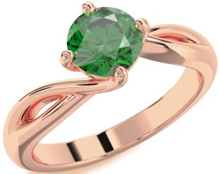 Emerald Rose Gold Round Solitaire Engagement Ring