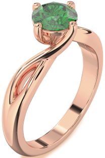 Emerald Rose Gold Round Solitaire Engagement Ring