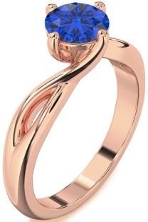 Blue Sapphire Rose Gold Round Solitaire Engagement Ring