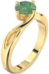 Emerald Gold Round Solitaire Engagement Ring