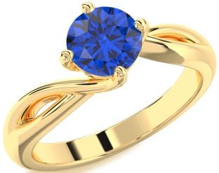 Blue Sapphire Gold Round Solitaire Engagement Ring