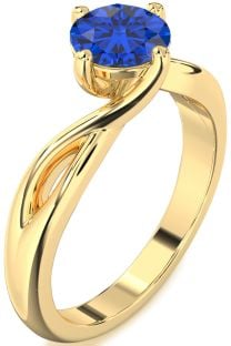 Blue Sapphire Gold Round Solitaire Engagement Ring