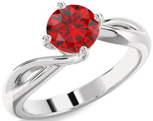 Ruby White Gold Round Solitaire Engagement Ring