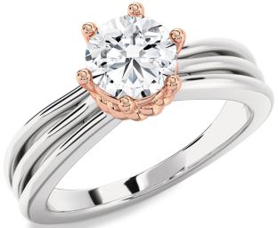 Diamond White Rose Gold Round Solitaire Engagement Ring