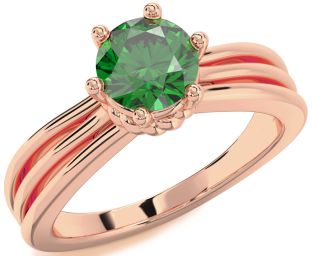Emerald Rose Gold Round Solitaire Engagement Ring