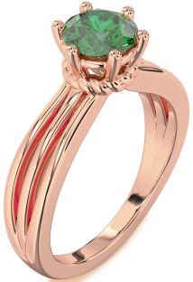 Emerald Rose Gold Round Solitaire Engagement Ring