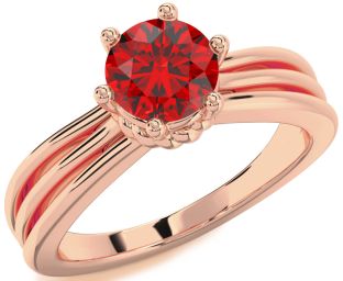 Ruby Rose Gold Round Solitaire Engagement Ring