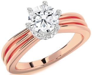 Diamond White Rose Gold Round Solitaire Engagement Ring