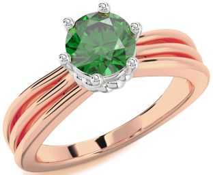 Emerald Platinum & Rose Gold Round Solitaire Engagement Ring