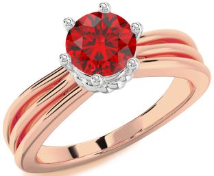 Ruby White Rose Gold Round Solitaire Engagement Ring