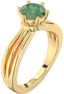 Emerald Gold Round Solitaire Engagement Ring