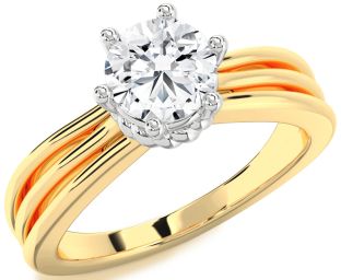 Diamond Platinum & Yellow Gold Round Solitaire Engagement Ring