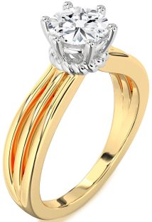 Diamond White Yellow Gold Round Solitaire Engagement Ring