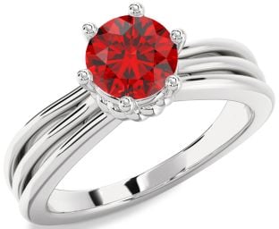 Ruby White Gold Round Solitaire Engagement Ring