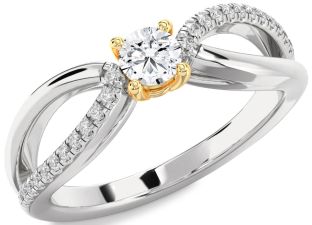Diamond White Yellow Gold Round Promise Ring