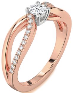 Diamond White Rose Gold Round Promise Ring