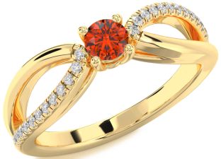 Diamond Fire Opal Gold Silver Round Promise Ring