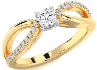 Diamond White Yellow Gold Round Promise Ring