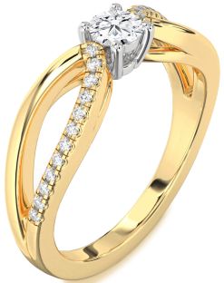 Diamond White Yellow Gold Round Promise Ring
