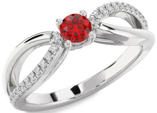 Diamond Ruby White Gold Round Promise Ring