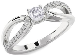 Salt & Pepper Diamond Silver Round Promise Ring