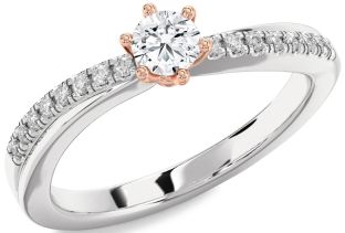 Diamond White Rose Gold Round Promise Ring