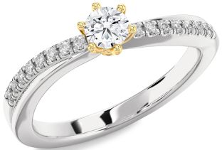 Diamond White Yellow Gold Round Promise Ring