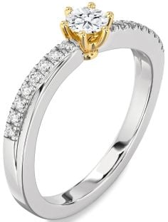 Diamond Silver & 10K gold Round Promise Ring