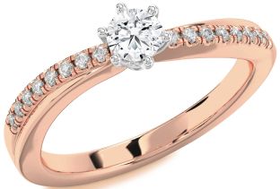 Diamond White Rose Gold Round Promise Ring