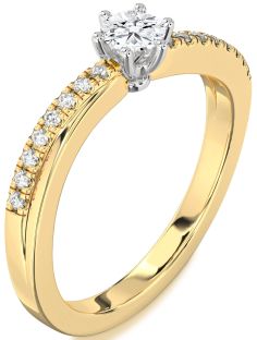Diamond White Yellow Gold Round Promise Ring