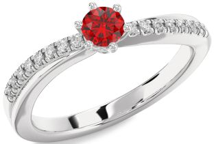 Diamond Ruby White Gold Round Promise Ring
