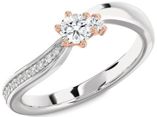 Diamond Platinum & Rose Gold Round Promise Ring