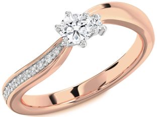 Diamond White Rose Gold Round Promise Ring