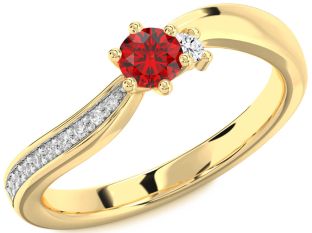Diamond Ruby Gold Round Promise Ring