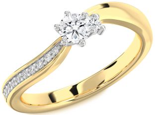 Diamond White Yellow Gold Round Promise Ring