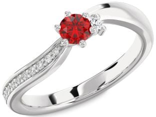 Diamond Ruby White Gold Round Promise Ring