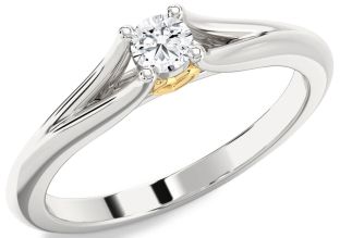 Diamond White Yellow Gold Round Promise Ring