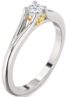 Diamond Silver & 10K gold Round Promise Ring