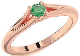 Emerald Rose Gold Round Promise Ring