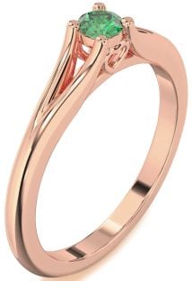 Emerald Rose Gold Round Promise Ring