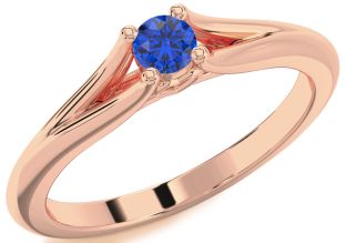 Blue Sapphire Rose Gold Round Promise Ring