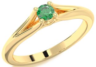 Emerald Gold Round Promise Ring