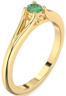 Emerald Gold Round Promise Ring