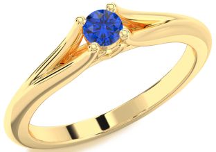 Blue Sapphire Gold Round Promise Ring